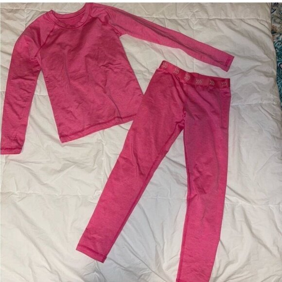 4 piece lot kids clothes Thermal pants + long sleeve shirt, Hoodie & Pink Skort - Picture 4 of 8